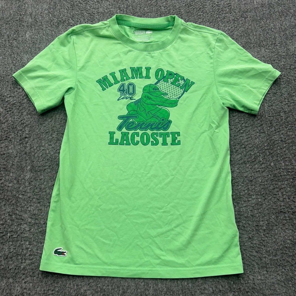 Lacoste Mens Miami Open 40 Love Tennis T-Shirt Green XS Alligator